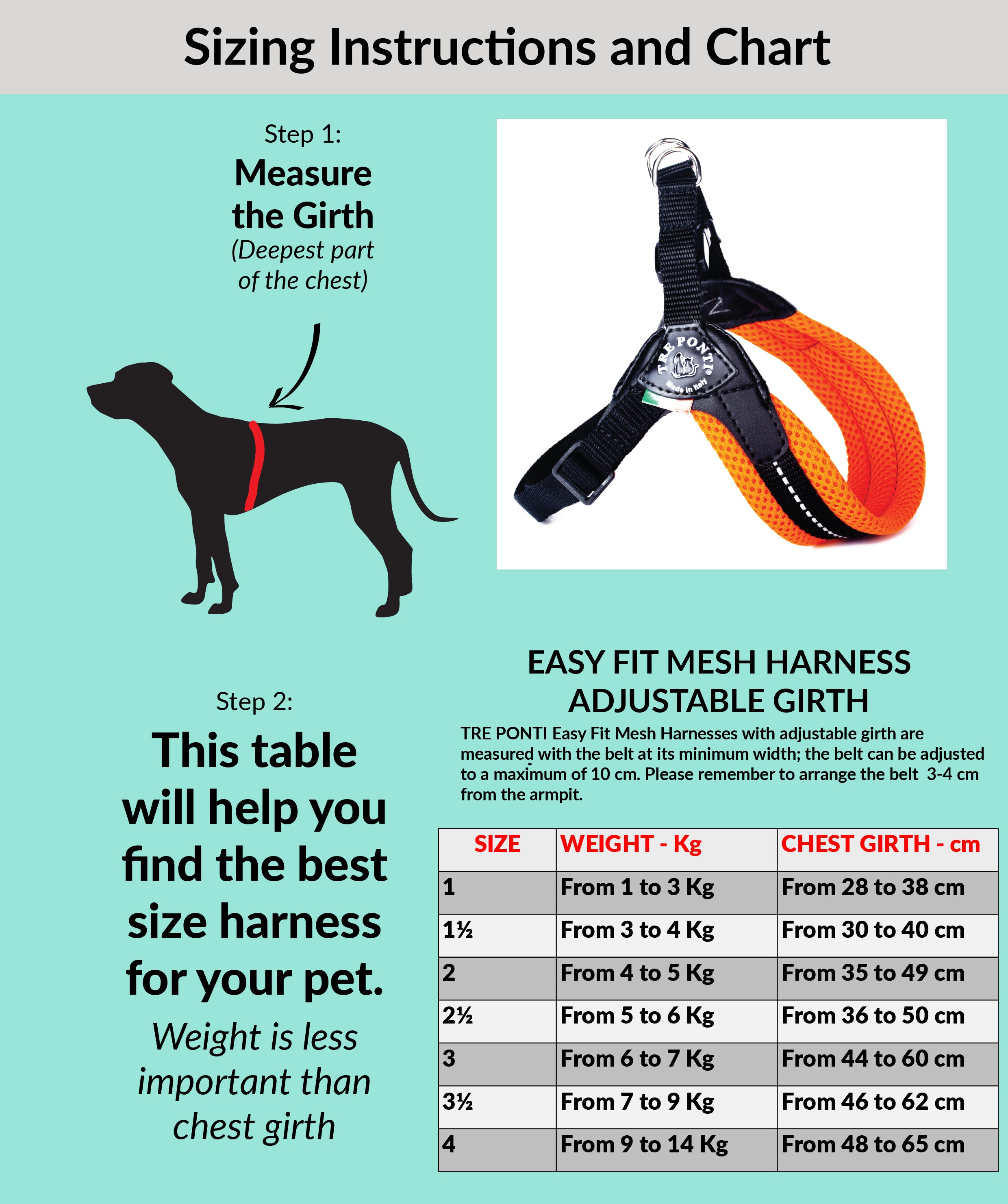 Easy Fit Sky Blue Mesh Harness with Adjustable Girth