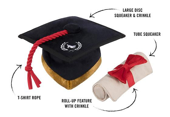 Back To School K9 Scholar Hat & Diploma Plush Dog Toy